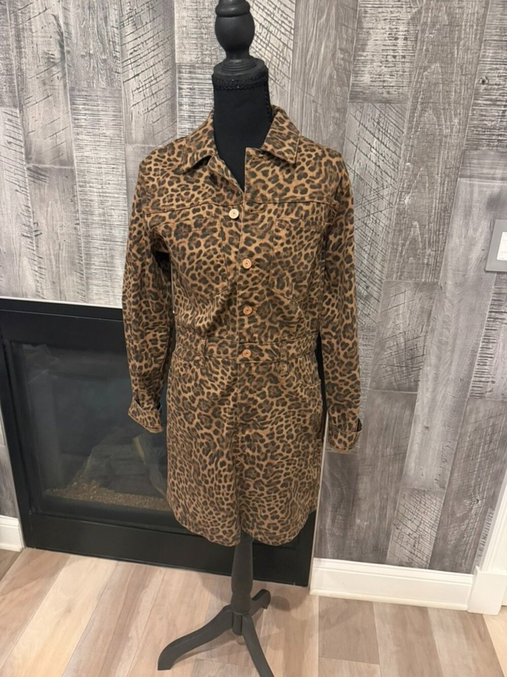 GAP Leopard Print Shirt Dress Sz S